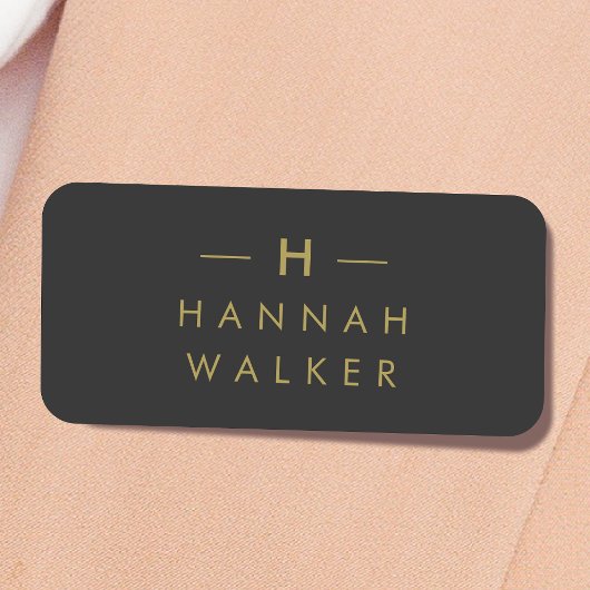 Monogram Black Gold | Moderne minimalistische lega Naamplaatje