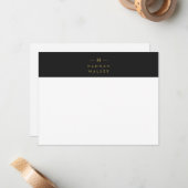 Monogram Black Gold | Moderne minimalistische lega Notitiekaartje (Voorkant / Achterkant in situ)