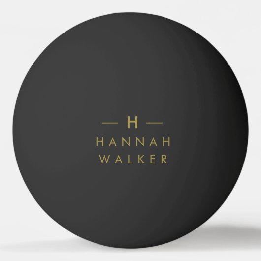 Monogram Black Gold | Moderne minimalistische lega Pingpongbal (Voorkant)