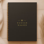 Monogram Black Gold | Moderne minimalistische lega Planner<br><div class="desc">Een eenvoudig stijlvol monogram op maat in een gouden moderne,  minimalistische typografie op een zwarte achtergrond. De monogram initialen en de naam kunnen gemakkelijk samen met de eigenschaplijn worden gepersonaliseerd om een ontwerp zo uniek te maken zoals u bent! Het perfecte cadeau of accessoire op maat voor elke gelegenheid.</div>