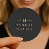 Monogram Black Gold | Moderne minimalistische lega Ronde Sticker