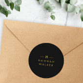 Monogram Black Gold | Moderne minimalistische lega Ronde Sticker