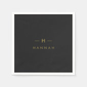 Monogram Black Gold | Moderne minimalistische lega Servet (Voorkant)
