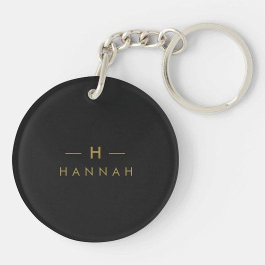 Monogram Black Gold | Moderne minimalistische lega Sleutelhanger (Achterkant)