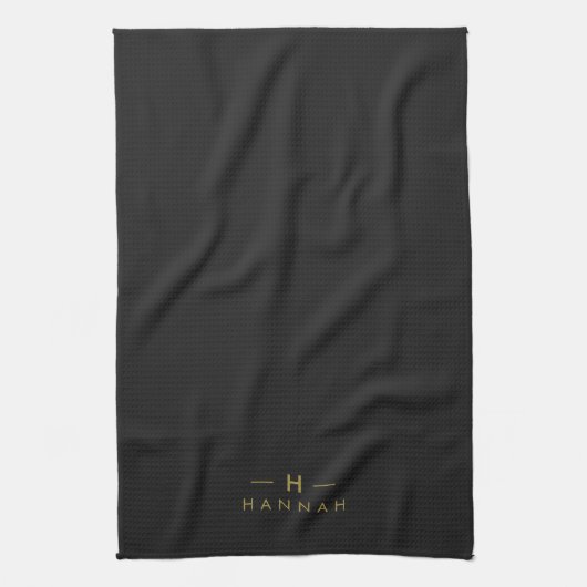 Monogram Black Gold | Moderne minimalistische lega Theedoek (Verticaal)