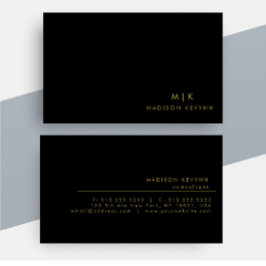 Monogram Black Gold | Moderne minimalistische lega Visitekaartje