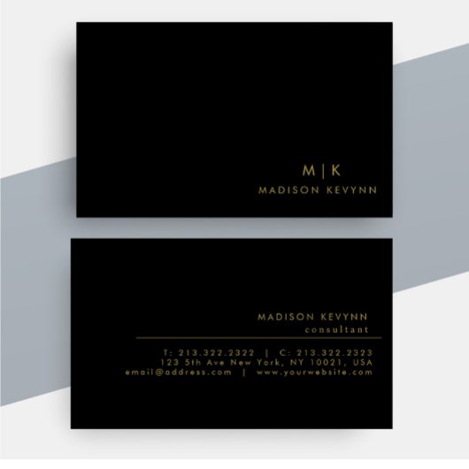 Monogram Black Gold | Moderne minimalistische lega Visitekaartje