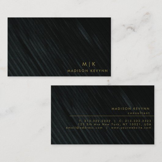 Monogram Black Gold | Moderne minimalistische lega Visitekaartje (Voorkant / Achterkant)