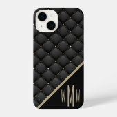 Monogram Black Gold Stud iPhone Hoesje (Achterkant)