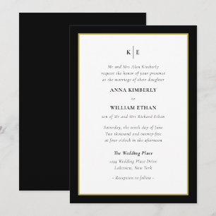 Monogram Black Gold - Uitnodiging tot weddenschapp