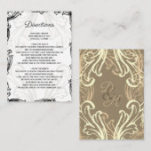 Monogram Black Gold Vintage trouwkaart Informatiekaartje (Voorkant / Achterkant)
