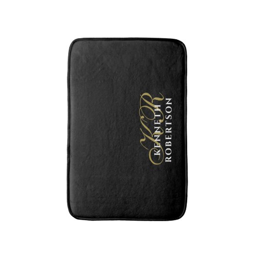 Monogram Black Gold White Minimalist Men Elegant  Badmat (Voorkant Verticaal)