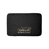 Monogram Black Gold White Minimalist Men Elegant  Badmat (Voorkant)
