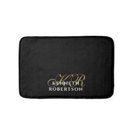 Monogram Black Gold White Minimalist Men Elegant  Badmat