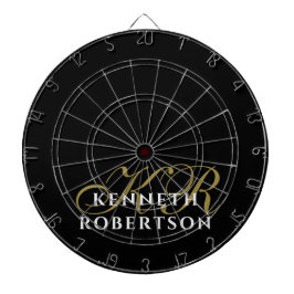 Monogram Black Gold White Minimalist Styling Men  Dartbord