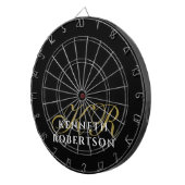 Monogram Black Gold White Minimalist Styling Men  Dartbord (Voorkant Rechts)