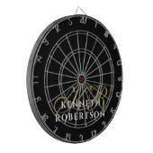 Monogram Black Gold White Minimalist Styling Men  Dartbord (Voorkant Links)