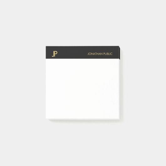 Monogram Black Gold White Modern Simple Sjabloon Post-it® Notes (Voorkant)