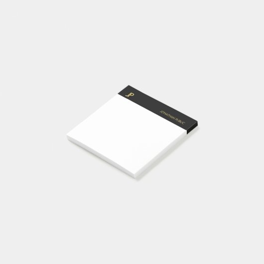 Monogram Black Gold White Modern Simple Sjabloon Post-it® Notes (Schuin)