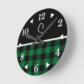 Monogram Black Green Buffalo Pset Farmhouse Ronde Klok (Hoek)