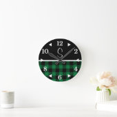 Monogram Black Green Buffalo Pset Farmhouse Ronde Klok (Huis)