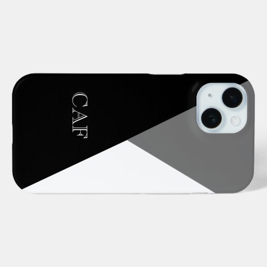 Monogram Black Grey White Geometric Minimalist Case-Mate iPhone Case (Achterkant (horizontaal))