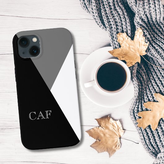Monogram Black Grey White Geometric Minimalist Case-Mate iPhone Case