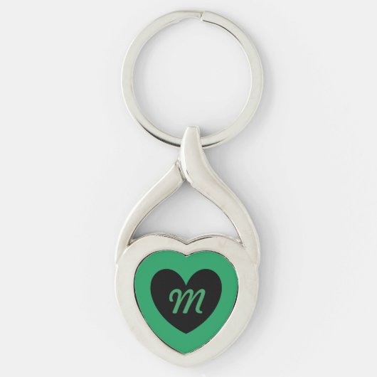 Monogram Black hart op Kelly Green Sleutelhanger (Voorkant)