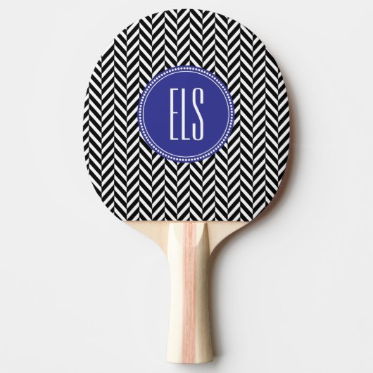 Monogram Black Herringbone Ping Pong Paddle Tafeltennisbatje (Voorkant)