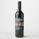 Monogram Black Initiaal Script Name Wine Label Wijn Etiket (Voorkant)