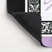 Monogram Black, Lavende, White Damask Mousepad Muismat (Hoek)