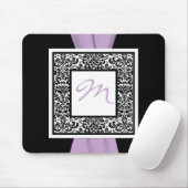 Monogram Black, Lavende, White Damask Mousepad Muismat (Met muis)