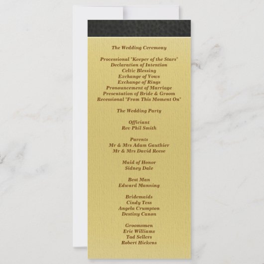 Monogram Black Leather Wedding Program Uitnodiging (Achterkant)