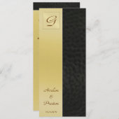 Monogram Black Leather Wedding Program Uitnodiging (Voorkant / Achterkant)