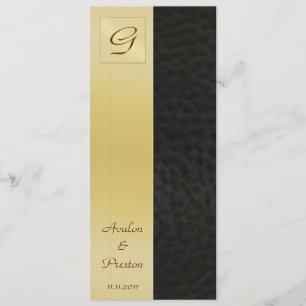 Monogram Black Leather Wedding Program Uitnodiging