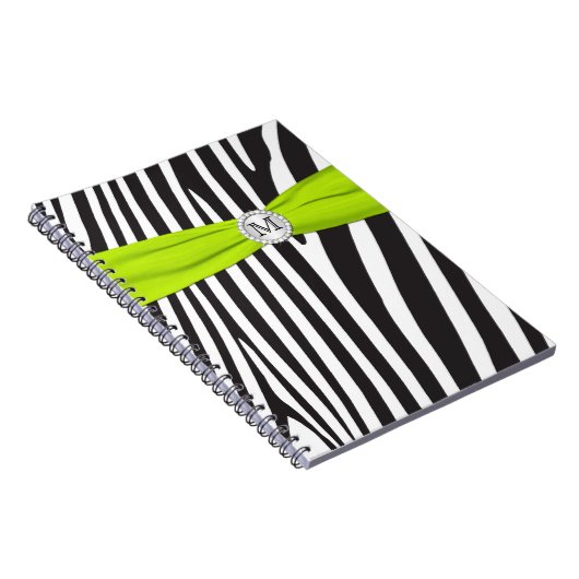 Monogram Black Limoen White Zebra Striped Notitieb Notitieboek (Rechterzijde)