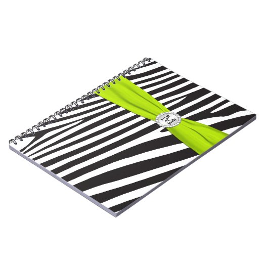 Monogram Black Limoen White Zebra Striped Notitieb Notitieboek (Linkerzijde)