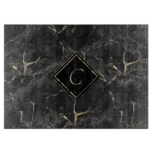 Monogram Black Marmer Cutting Board Snijplank (Voorkant)
