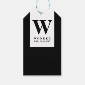 Monogram black Newly Wed gift for Wedding  Cadeaulabel (Voorkant)