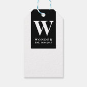 Monogram black Newly Wed gift for Wedding Cadeaulabel (Achterkant)