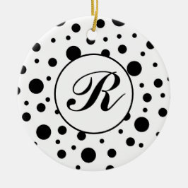 Monogram Black op White Polka Dot Pattern Keramisch Ornament