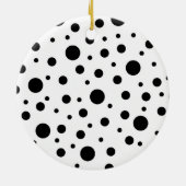 Monogram Black op White Polka Dot Pattern Keramisch Ornament (Achterkant)