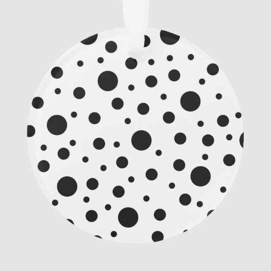 Monogram Black op White Polka Dot Pattern Ornament (achterkant)