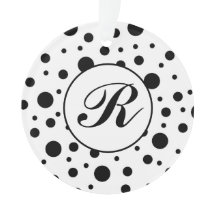 Monogram Black op White Polka Dot Pattern