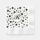 Monogram Black op White Polka Dot Pattern Servet (Voorkant)