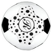 Monogram Black op White Polka Dot Pattern Voetbal (Gedraaid)