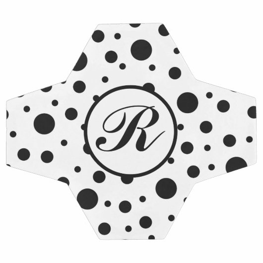 Monogram Black op White Polka Dot Pattern Voetbal (Enkel)