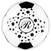 Monogram Black op White Polka Dot Pattern Voetbal (Voorkant)