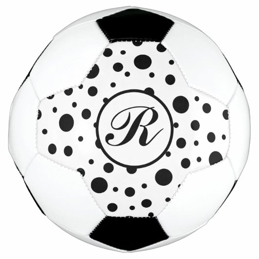 Monogram Black op White Polka Dot Pattern Voetbal (Voorkant)