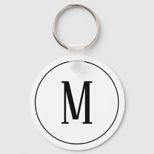Monogram Black op witte Sleutelhanger